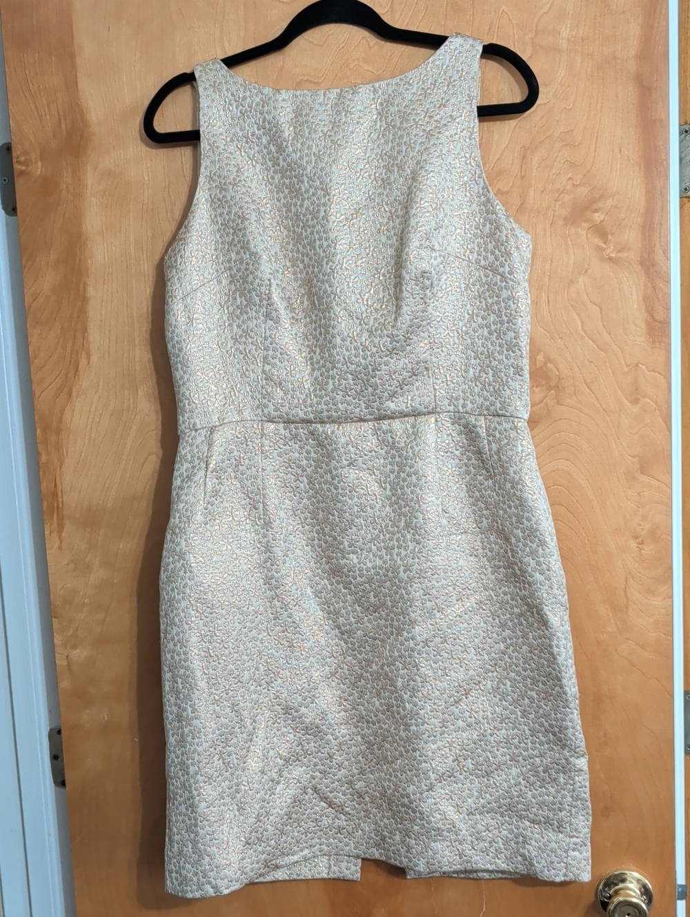 Classic Sleeveless Textured Sheath Dress in Golden